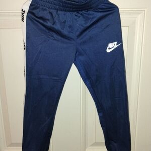 Nike Kids Blue Joggers with White Accents Size 5